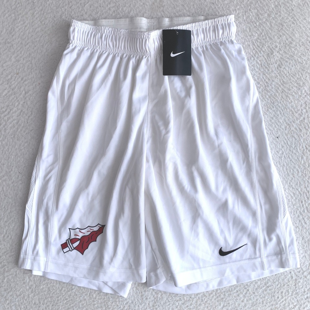 Nike Boys Lacrosse Shorts Size L (25x8) Athletic Logo 578430-100 White NWT!
